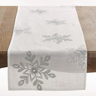 White and deals silver table runner